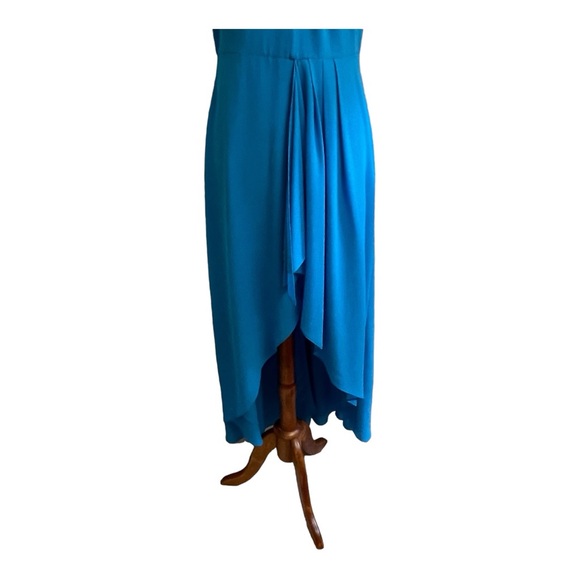 Belle Badgley Mischka Maxi Dress Womens 10 Leg Reveal Blue Halter Scarf Tie Back - Picture 2 of 16